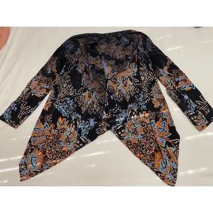 Twelfth Street black blue orange button-less blouse (size medium)